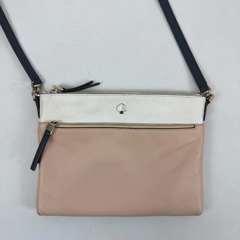 Kate Spade New York Pebbled Leather Colorblock Crossbody‎ Bag Blush Ivory Navy